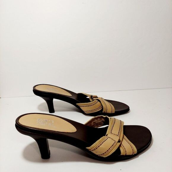 A2 by AEROSOLES Women's Size 9.5 Slip-On Sandals Tan Brown Buckle Slip On Heel - Picture 7 of 8